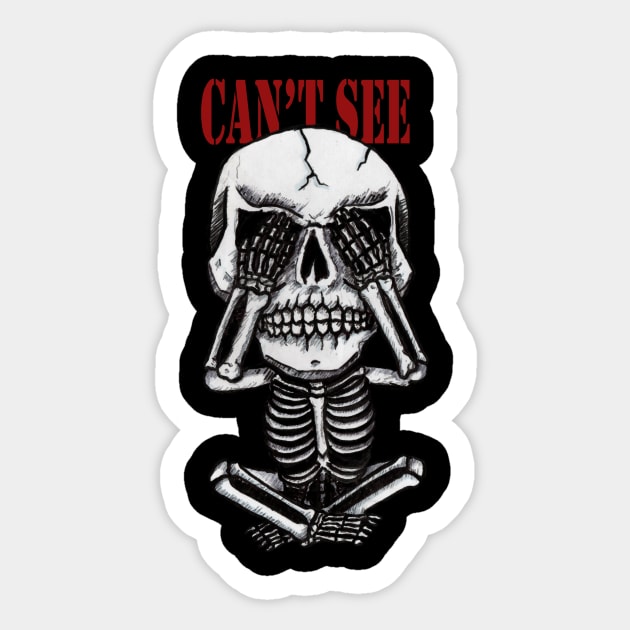 Can't See Skull Sticker by debonaart